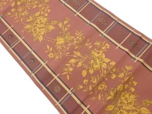 本場筑前博多花葉模様織出し名古屋帯